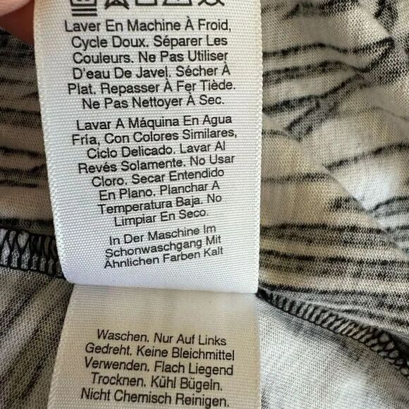 Dkny Print Knot Cutout T-Shirt in Black White Combo Soft Short Sleeves SZ M #189 - Picture 10 of 12